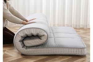 ZIKEBTUY Floor Mattress Japanese Futon Single Mattress - 10cm Thick Foldable Tatami Mat Sleeping Bed Pad for Guests, Camping, Sofas & Loungers - Grey, 203 * 100 * 10CM