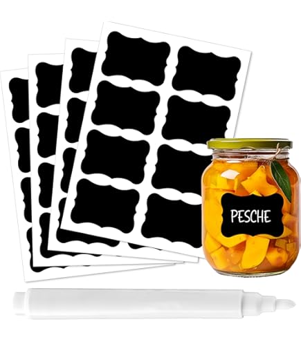 Etichette Lavagne Riutilizzabili, Etichette Adesive Impermeabili Con 1 Pennarello Cancellabile A Gesso Liquido, 120 Pezzi Adesivi Rimovibili Per Contenitori, Barattoli, Bottiglie, Dispensa, Ufficio