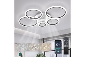 ycwdcz Schwarz Modern Lampe mit Ventilator Leise Kreis Deckenventilator mit Beleuchtung und Fernbedienung DC Motor Reversibel Sommer Winter Modus für Schlafzimmer Wohnzimmer Küche, 100cm