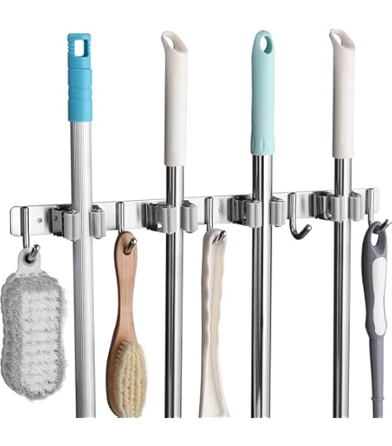 3-H Bezemhouder - Gereedschap houder - Bezem ophangsysteem Multi Wand Houder - Ophangsysteem tuingereedschap - Set Inclusief Bevestigingsmateriaal(blauw