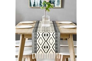 Yugarlibi Camino de mesa geométrico, gris, moderno, negro y blanco, mantel de mesa, sin arrugas, antideslizante, decoración para comedor, fiesta, vacaciones, 35 x 180 cm