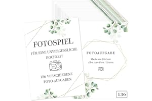 ENAIAH Fotospiel Hochzeitsspiele Hochzeit 126+10 Fotoaufgaben Hochzeitsspiel für Gäste & Brautpaar (A)