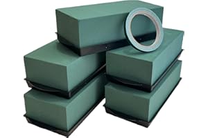 SILK FLOWER WAREHOUSE 5 x Wet Flower Foam Flower Stones with Water Bowls - Oasis Sponge Block for Weddings and Florist Flower Arrangements - Perfect for Fresh Flowers and DIY Craft Supplies
