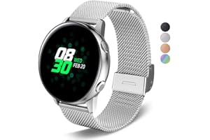 DEALELE Compatible with Samsung Galaxy Watch 6/6 Classic / 5/5 Pro / 4/4 Classic / 3 41mm / Active 2, 20mm Stainless Steel Metal Mesh Replacement Strap for Huawei GT3 42mm / GT2 42mm (Silver)