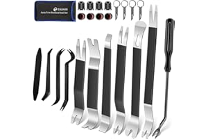 Eaukar Strumenti di rimozione Auto, 24 Kit di Smontaggio per Riparazioni Auto MetalloStrumento Rimozione del Pannello Veicolo Rimozione Cunei Trim Interno Strumento Leva Radio (Nero)
