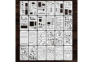 ONEBO 24 Piezas Plantillas de Pintura Reutilizables,Plantillas de Dibujo,DIY Painting Templates, para Paredes,Azulejos,DIY Pintar,Scrapbooking,Pared Tela Decoración(blanco lechoso)