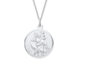 Old English Jewellers Sterling Silver ST Christopher Diamond Cut 21mm Pendant - Choice of Chain