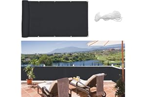 Zichaojia Balkonabdeckung PES, Balkon Sichtschutz 90x500cm Windschutz Balkonverkleidung, mit Ösen und Kordel, Anthrazit