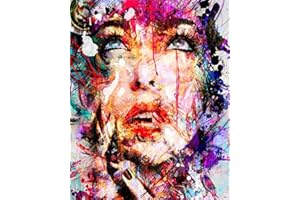 YEESAM ART Paint by Numbers for Adults Children, Paint Colorful Face of Woman Abstract 16x20 Inch Linen Canvas Acrylic DIY Number Painting Kits Wall Art Decor Gifts (Without Frame)