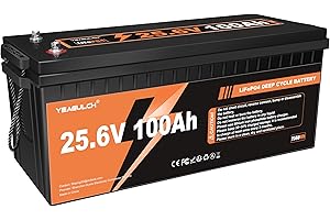 Yeagulch Batteria Litio LiFePO4 24V 100Ah, 2560Wh, 4000-15000 Cicli, con BMS 100A, Batterie Lithium per Sistemi Solari Camper Accumulo Domestico Applicazioni Off-Grid e Sistemi di Accumulo Energetico