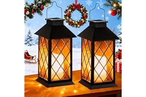 Joycome Latarnia solarna do użytku na zewnątrz, 2 sztuki, lampy solarne do ogrodu z efektami płomienia, wisząca latarnia solarna, wodoszczelna lampa stołowa na taras, balkon, pawilon, dekoracja