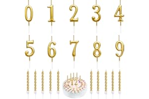 TAIMEIMAO 20 Stück Geburtstagskerzen,Nummer 0-9 Geburtstag Zahl Kerzen,10pcs Gold Spirale Kuchen Kerzen mit Halter,für Geburtstag Hochzeit Party Kuchen Dekorationen