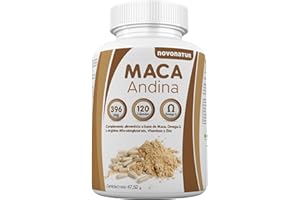 NOVONATUR Maca andina negra enriquecida con Omega 3, L-Arginina Alfa-cetoglutarato, Vitaminas y Zinc. Aumenta la capacidad del cuerpo para defenderse contra el debilitamiento físico. Única Maca con Omega 3