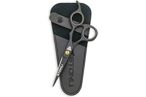 STONLI Ciseaux de précision pour barbe et moustache de 14 cm | Essentiel de toilettage pour homme – Petit, tranchant et polyvalent ! Coupez en toute confiance (noir)