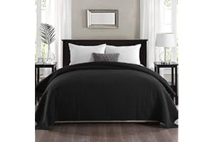 WOLTU Colcha para Cama Colcha Manta Multiuso Edredón de Patchwork, diseño Reversible a Cuadros, edredón Acolchado y Cama Doble 170x210cm Negro