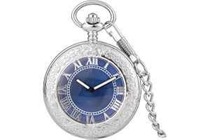 XOPIC Luxus Silber Automatische Mechanische Taschenuhr for Herren Mode Blau Römische Zahlen Zifferblatt Taschenuhr Anhänger Uhr Selbstaufzug