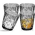 Reusable Plastic Tumblers - Set of 4 Plastic Cups for Kids and Adults - Perfect for Water, Juice - Durable and Convenient Plastic Glasses (Grey)