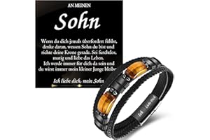 PDTU Papa Sohn Enkel Bruder Geschenke, Lederarmband mit Gravur Ich Liebe Dich Geschenk für Männer Jungen zum Geburtstag Vatertag Weihnachten Abschluss Einschulung