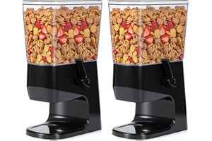 Tokokimo Dispensador Cereales, No Aplasta los Cereales al Servir, Cereal Dispenser de 3,2 L y Dispensador de Cornflakes, ideal Para Dulces, Frutos Secos, Alubias, Granola (Negro, Pack de 2)