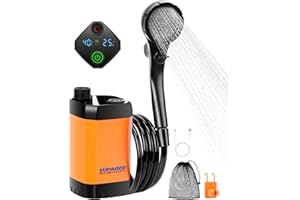 SUPAREE Camping Showers Portable Electric Outdoor Portable Shower USB Travel Shower Rechargeable with Intelligent Digital Display & 6000mAh Battery for Hiking, Cleaning, Watering, Washing
