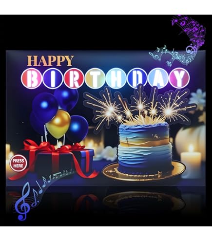 Akeydeco 3D Pop Up Birthday Cards,Light Music Birthday Cake Cards