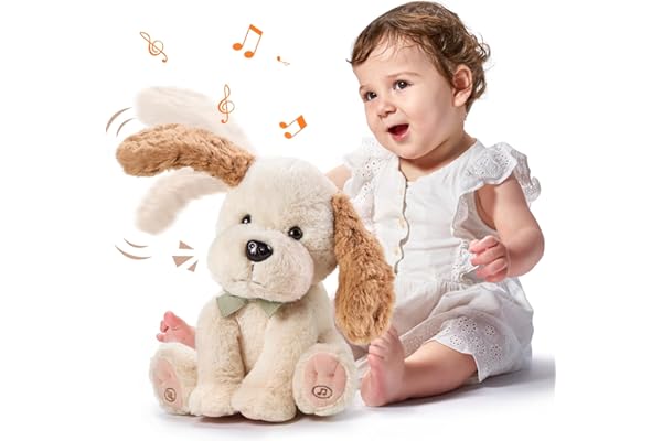 TUMAMA Peluche Chien Qui Parle Danse et Répète, Interactif Jouet Musicaux avec Enregistrement, Dansant Parlant Jouets pour Bebe Enfant, Peluches Jeux et Animaux Interactifs, Interactive Cadeaux Filles