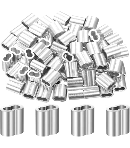 PATIKIL 1/16 /1.5mm Filo Fune Fermo Manicotto 50 Pacco Alluminio Crimpatura Anello Manicotto per Filo Fune e Cavo Ghiera Argento
