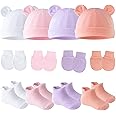 FEOYA Newborn Baby Hats and Mittens Set Infant Boys Girls Hospital Nursing Hats Caps with Gloves Set for 0-6Months