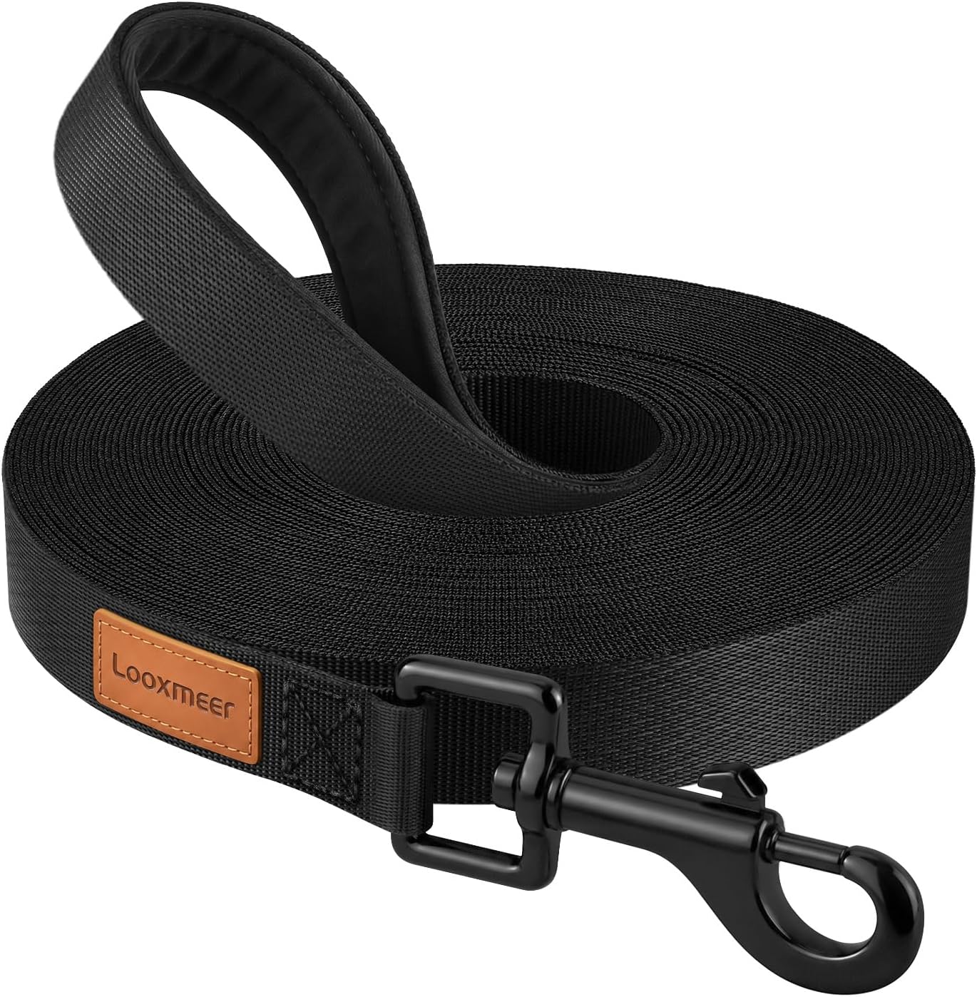 Looxmeer Longe pour Chien, 3m à 30m, Laisse de Dressage Longue avec Poignée pour Chiens de Petites à Grandes Tailles, Noir