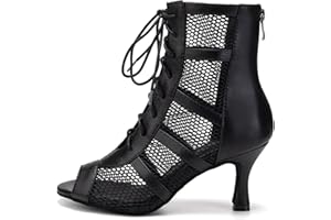 AOQUNFS Botas de Baile Latino Mujer Botines de Baile Tacón Alto Zapatos de Salsa y Bachata Tango Práctica y Performance de Salon, L446-PU