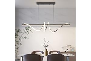 Mikeru Lampada a Sospensione Moderna da Tavolo da Pranzo, 100cm Colore Nero Da Cucina Bar Luce Creativa a LED Colore 10%-100% Dimmerabile Lampadario a Sospensione 3000/4500k/6000k per Cucina