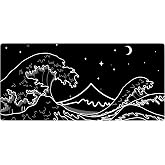 Porge Gaming Mouse Pad 120x60 cm L B&uuml;y&uuml;k Dikişli Kenar Speed Oyuncu Mouse Pad(Topographic Black) (Kanagawa)