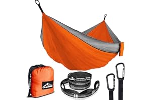 CLUSAZ Hamaca Doble Paracaidas 300 X 200cm, con 2 Correas para Árboles, 2 Mosquetones, 2 Persona Colgante Hamacas, Portátil Plegables Camping Accesorios para Camper Furgonetas, Playa, Viaje