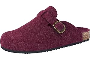 DOKELA Suede Clogs Mens Womens Winter Felt Slippers Leather Comfy Cork Footbed Slip On Garden Shoes Warm House Buckle Mules Size