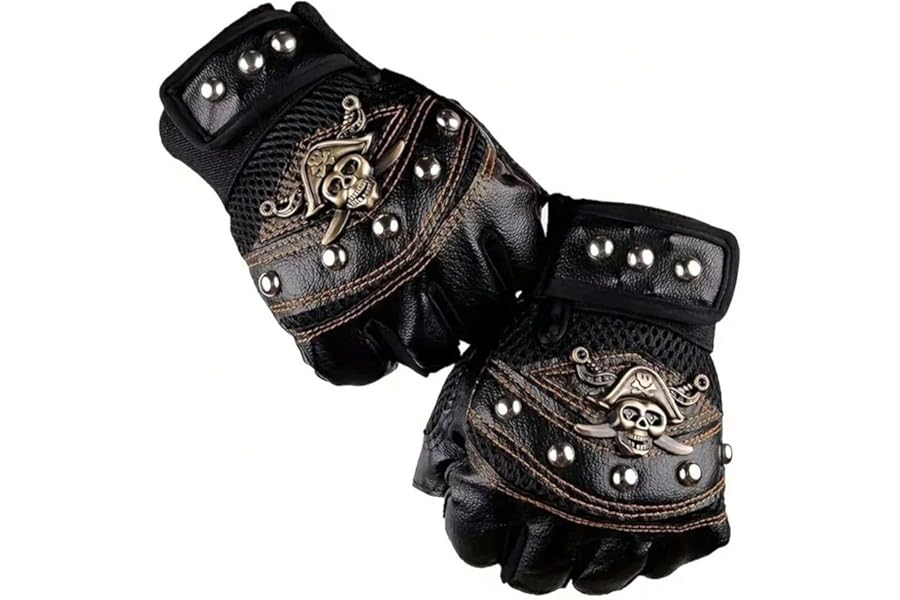 1pc Punk Style Half Finger Leather Gloves For Men And Women, Cycling, Fitness, Outdoor Climbing, Mesh Fabric, Anti-slip, Wear-resistant