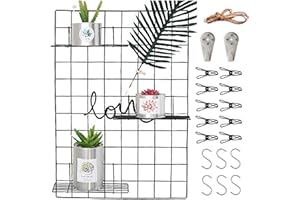 WUZILIN Kratka ścienna, czarna, dekoracja ścienna, wielofunkcyjna ścianka z kratki, do samodzielnego montażu, dekoracja ściany ze zdjęciem, dekoracja, tablica do przypinania, tablica na zdjęcia rodzinne, do kuchni, biura itd. (45 x 65 cm)