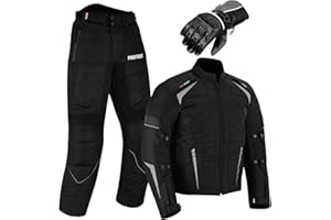 PROFIRST Motorbike Suit - Motorcycle Gloves Armoured 2 Piece Suit Motorbike Waterproof Suits Jacket with Trouser CE Armor For All Weather Mens