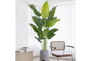 Keeplush Pianta Artificiale Uccello del Paradiso 200cm Alta, Piante Finte da Interno Grandi Finta con 15 Foglie Albero di Banano Artificiale Per Interni Esterno Soggiorno Ufficio Giardino Dec（1 PACK）
