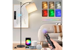 Euakee Lampa podłogowa LED do ściemniania, 155 cm lampa stojąca, salon RGB z aplikacją i pilotem zdalnego sterowania, odtwarzanie lamp podłogowych z asystentem Alexa&Google, nowoczesna lampa do salonu