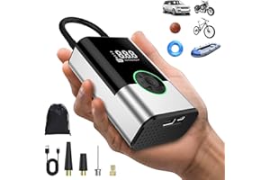 OCKWRED 6000mAh Mini Pompe à Air Électrique,Compresseur à Air Portatif Gonfleur Pneus sans Fil 150PSI avec écran LCD Numérique,Pompe à air Rechargeable pour Voiture,Vélo, Moto, Scoote (Noir foncé)