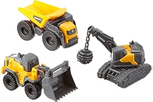 Dickie Toys 203722009 VOLVO Trójpak pojazdów budowlanych, 2 wersje: ciężarówka, koparka, walec i ciężarówka, spychacz, pojazd z kulą do wyburzania - losowy wybór, do piaskownicy dla dzieci od 3 lat