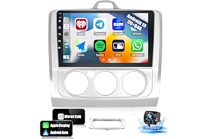 CAMECHO 2G+64G Wireless CarPlay Android Auto Android 13 Car Stereo for Ford Focus Exi MT 2 3 Mk2/Mk3 2004-2011, 9” Touchscreen Car Radio with GPS Sat Nav Bluetooth FM HiFi WiFi + AHD Backup Camera