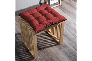 GREATOYAR Cojines para Silla y Asiento, Decoración de Asiento de Jardín Casa Terraza, Cojín Decorativo con Correas de Sujeción, 9 Pespuntes, Fabricado en España, 38 x 38 x 3.5 cm, Pack 6, Rojo
