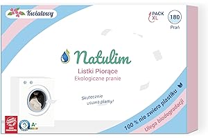 Natulim - Paski do prania w pralce (180 prań) - w tym efekt zmiękczający, ekologiczne, hipoalergiczne, wyprodukowane w Hiszpanii - ubrania czyste i miękkie bez brudzenia planety (Kwiatowy)