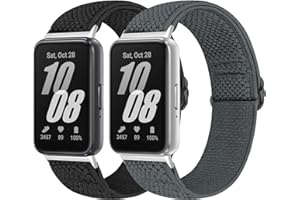 Bcuckood Elastic Nylon Straps Compatible with Samsung Galaxy Fit 3, 2PCS Adjustable Stretchy Nylon Replacement Straps Wristbands for Galaxy Fit3 SM-R390 Watch for Women Men