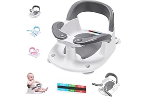 babove Baby Bath seat for Babies 6 Months & up with Thermometer Sticker, one-Touch Button for Easy armrest Opening, Baby sit up Bath Chair (Gray)