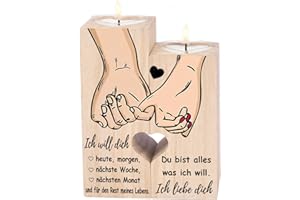 SANMU Ich Liebe Dich Geschenke, Jahrestag Geschenk für Ihn und Sie, Kerzenständer - Hochzeitstag Geschenke für Paare, Romantisches Geschenk für Frau und Mann
