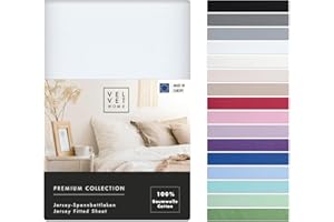 ‎VEL VET HOME VelvetHome Spannbettlaken 180x200cm 100% gekämmte Baumwolle Made in EU Jersey Bettlaken 180x200 bis 25 cm Matratzenhöhe Spannbetttuch 180x200 Premium Qualität Schönen Farben Weiß 180 x 200