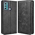 DOINK Cover in retrò Pelle per Motorola Moto G51 5G, Premium Custodia in Portafoglio con Slot per Schede e Contanti - Nero