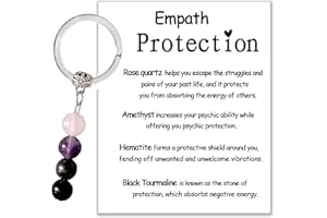 MKISHINE Healing Gemstone Keychain, Healing Crystal Bead keychain, Emotional Support Gemstone Keychain, Empath Protection, for Best Friends Daughter Mom